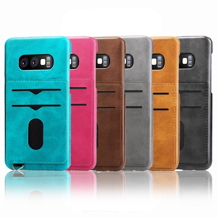 PU Leather Coated Hard PC Cover with Card Slots for Samsung Galaxy S10e - Black-6
