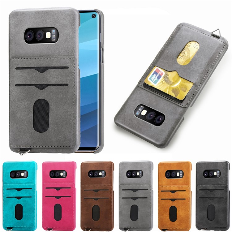 PU Leather Coated Hard PC Cover with Card Slots for Samsung Galaxy S10e - Black-7