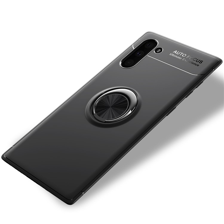 LENUO Metal Ring Kickstand TPU Shell Case for Samsung Galaxy Note 10 / Note 10 5G Built-in Magnetic Metal Sheet - All Black-12