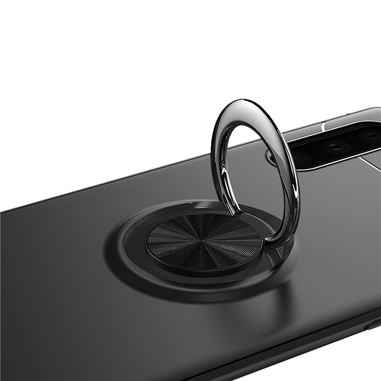 LENUO Metal Ring Kickstand TPU Shell Case for Samsung Galaxy Note 10 / Note 10 5G Built-in Magnetic Metal Sheet - All Black-3