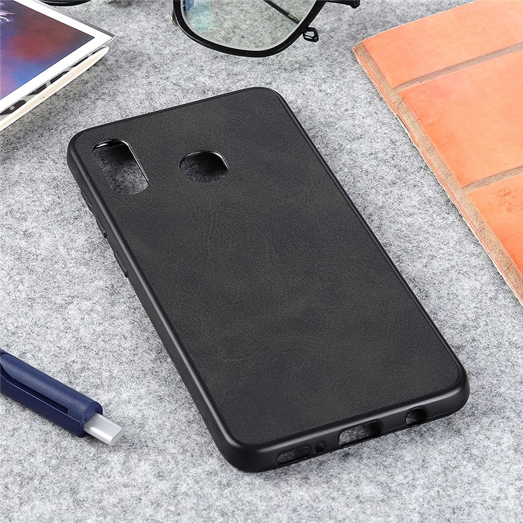 Matte Frosted Texture PU Leather Skin Plastic +TPU Hybrid Phone Cover for Samsung Galaxy A40 - Black-2