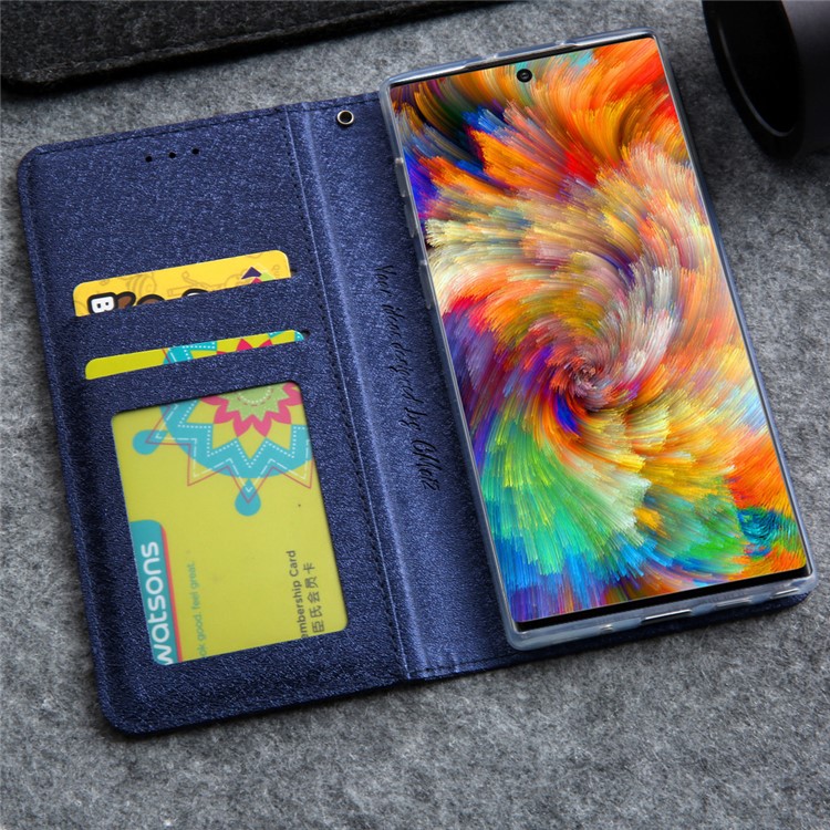 CMAI2 PU Leather Auto-absorbed Card Holder Phone Case for Samsung Galaxy Note 10 - Dark Blue-13