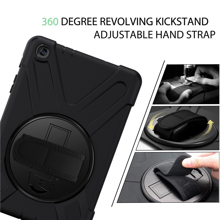 Involucro Di Copertura Per Cavalletto Rotante PC + TPU A Forma Di X Con Cinturino Per Samsung Galaxy Tab A 8.0 (2019) Con Penna S SM-P200 - Nero-10
