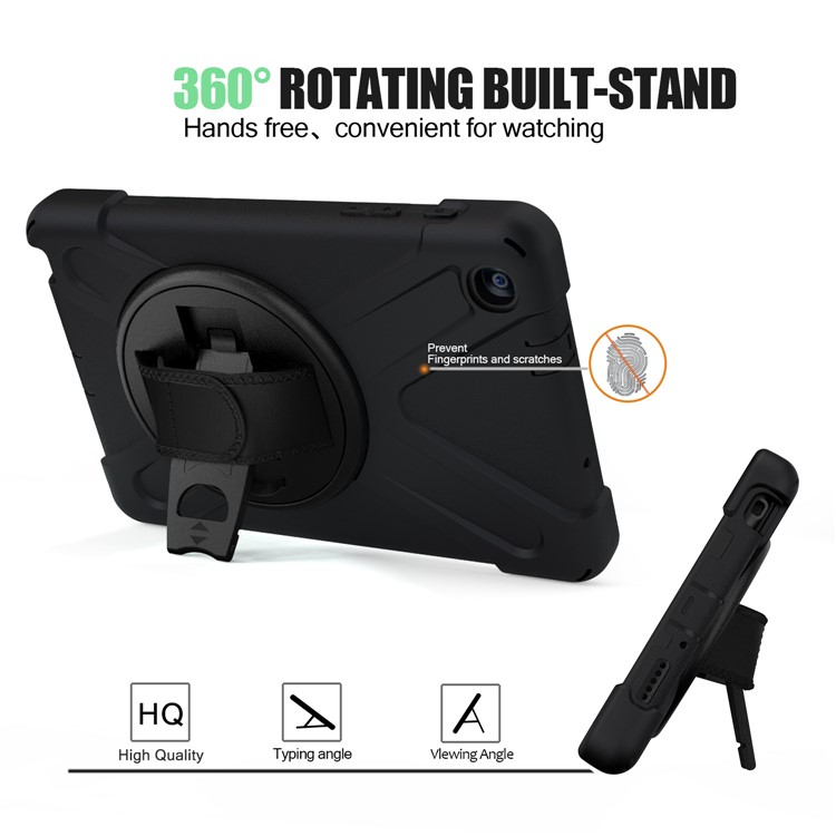 Involucro Di Copertura Per Cavalletto Rotante PC + TPU A Forma Di X Con Cinturino Per Samsung Galaxy Tab A 8.0 (2019) Con Penna S SM-P200 - Nero-3