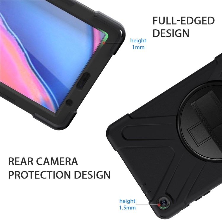Involucro Di Copertura Per Cavalletto Rotante PC + TPU A Forma Di X Con Cinturino Per Samsung Galaxy Tab A 8.0 (2019) Con Penna S SM-P200 - Nero-9