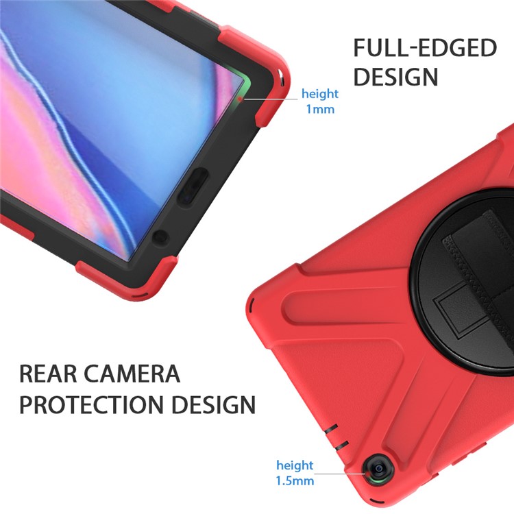 X-Shape PC + TPU Rotary Kickstand Cover Casing with Handstrap for Samsung Galaxy Tab A 8.0 (2019) with S Pen SM-P200 - Red-9