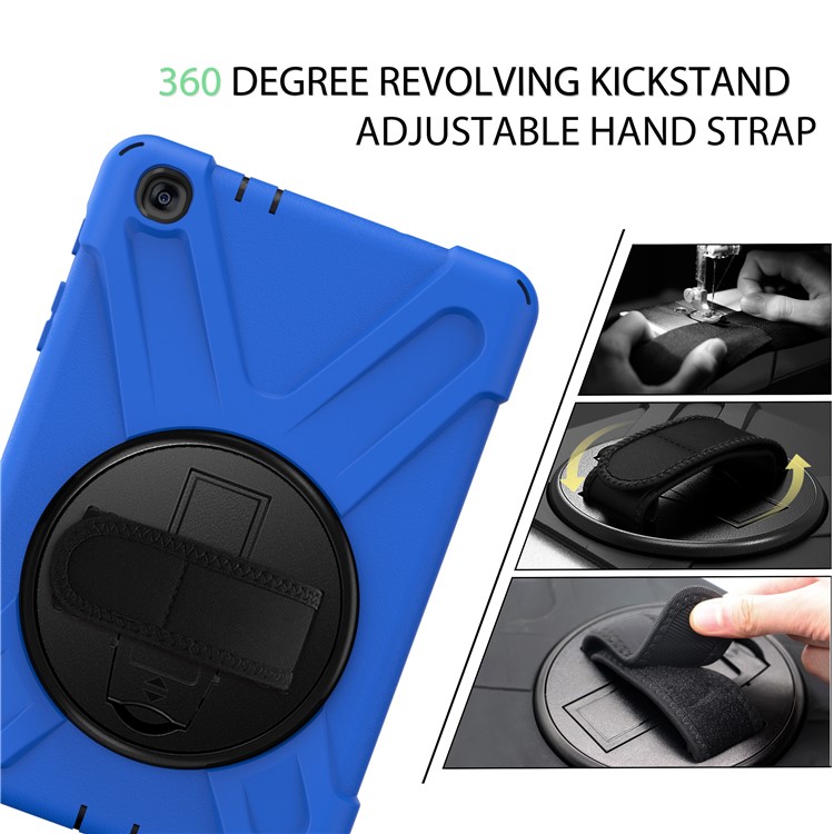 X-Shape PC + TPU Rotary Kickstand Cover Casing with Handstrap for Samsung Galaxy Tab A 8.0 (2019) with S Pen SM-P200 - Blue-10