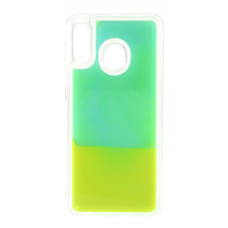 Shockproof Luminous Quicksand Soft TPU Protective Case for Samsung Galaxy A30 / A20 - Yellow/Light Green-1