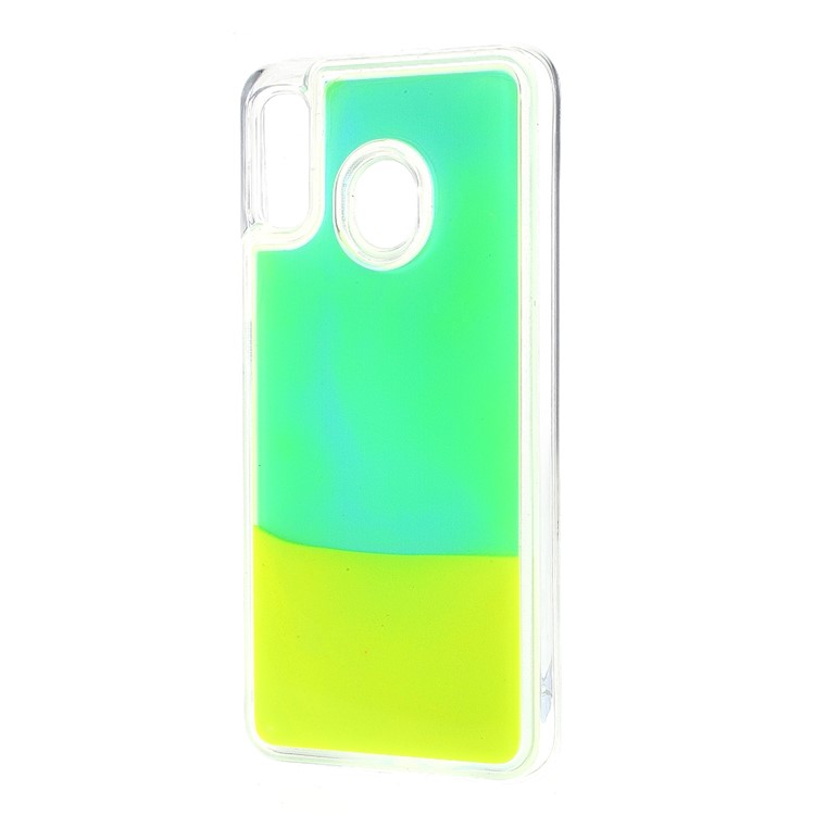 Shockproof Luminous Quicksand Soft TPU Protective Case for Samsung Galaxy A30 / A20 - Yellow/Light Green-2