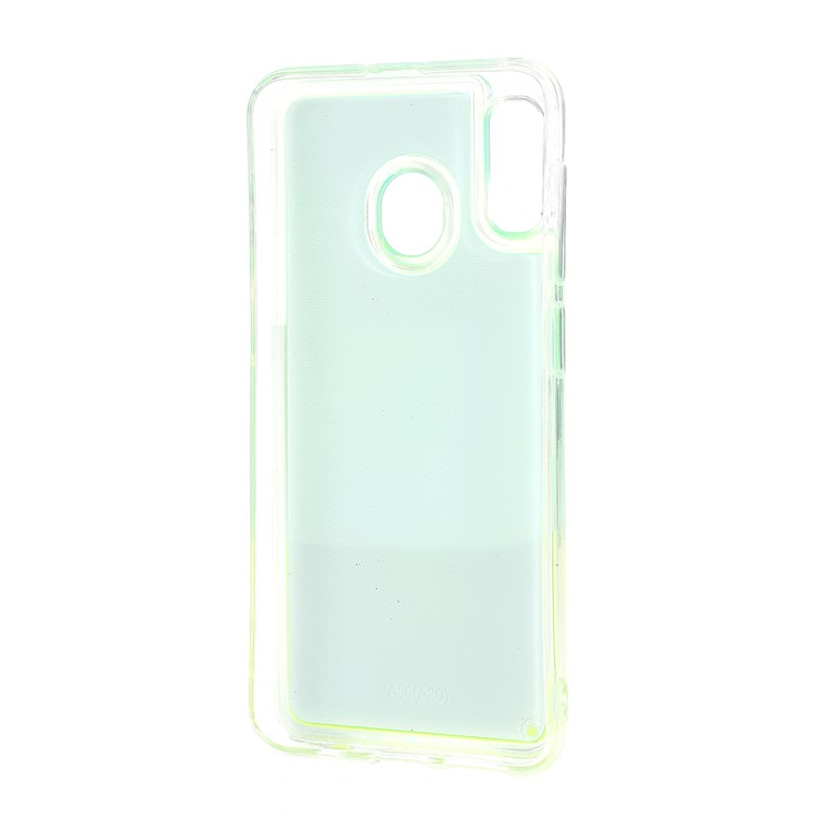 Shockproof Luminous Quicksand Soft TPU Protective Case for Samsung Galaxy A30 / A20 - Yellow/Light Green-3