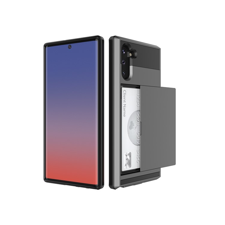 

Card Holder PC + TPU Phone Shell Case for Samsung Galaxy Note 10 / Note 10 5G - Grey, Galaxy Note 10