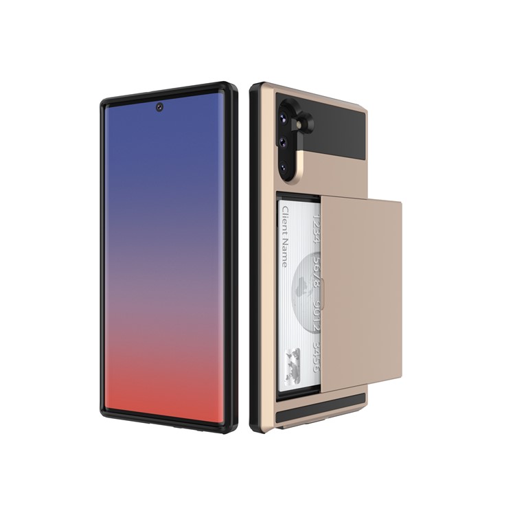 

Card Holder PC + TPU Phone Shell Case for Samsung Galaxy Note 10 / Note 10 5G - Gold, Galaxy Note 10
