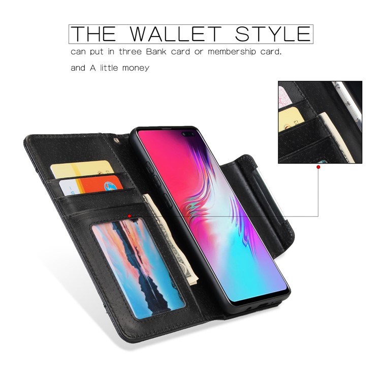 Litchi Texture Detachable 2-in-1 Magnet Leather Wallet Phone Case for Samsung Galaxy S10 5G - Black-2