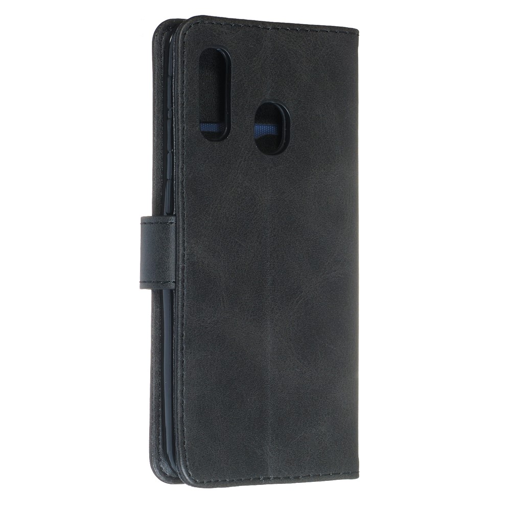 Zipper Pocket Wallet Stand Flip Leather Phone Shell for Samsung Galaxy A20e - Black-8