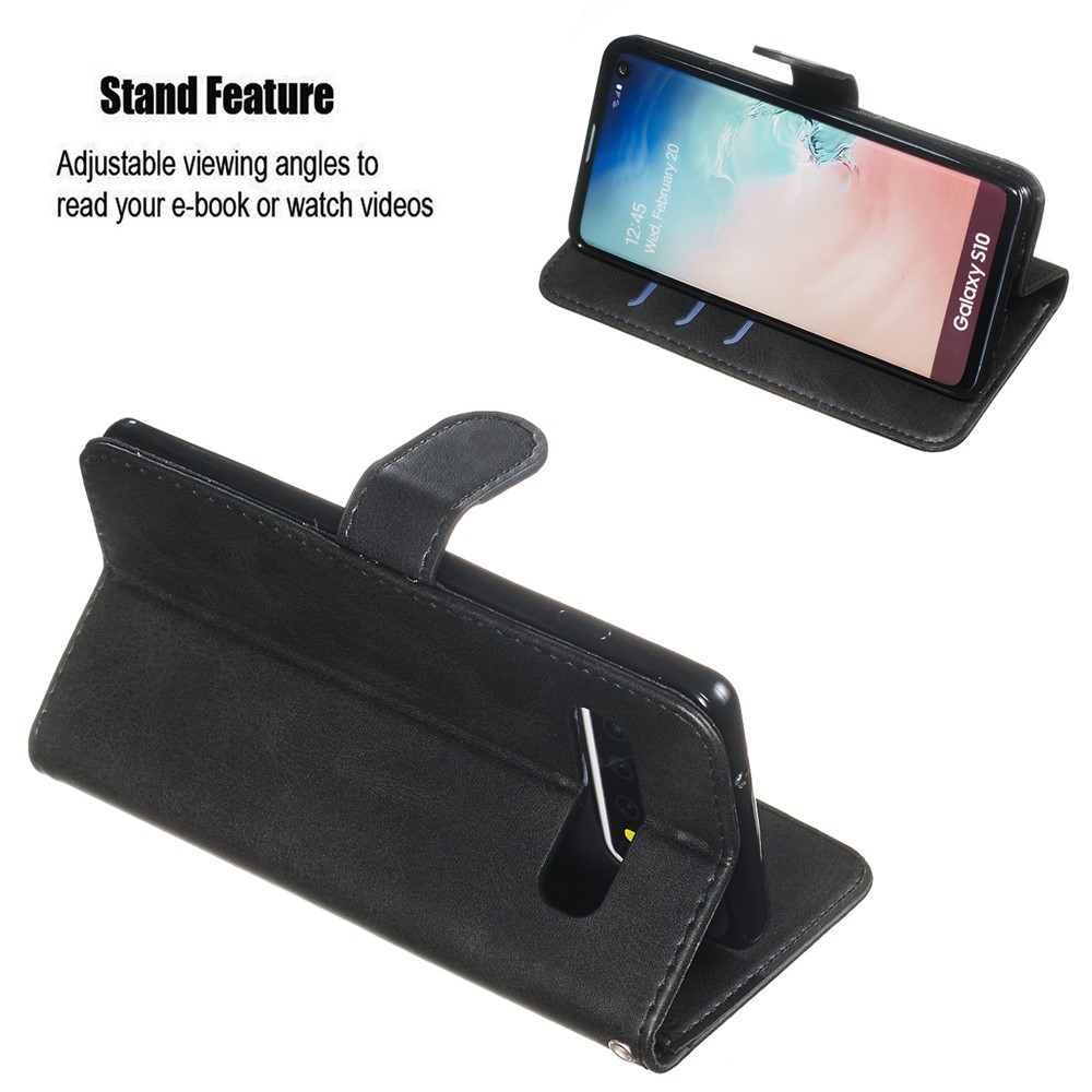 Zipper Pocket Magnetic Leather Stand Case for Samsung Galaxy S10 - Black-5