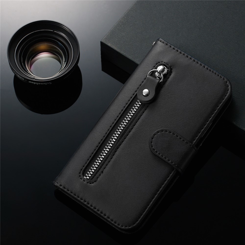 Zipper Wallet Leather Stand Protective Phone Casing with Wallet Shell for Samsung Galaxy S10 Plus - Black-11