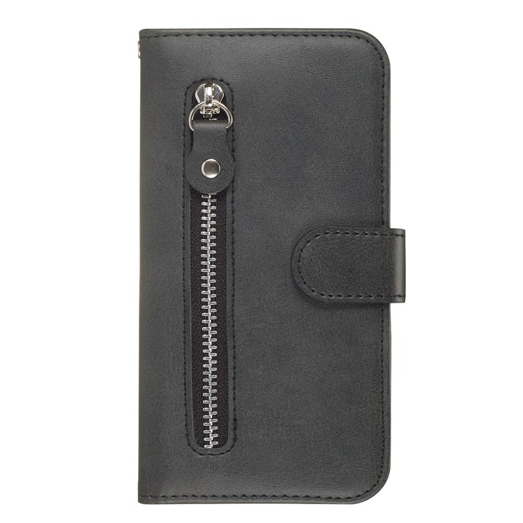 Zipper Pocket Leather Wallet Stand Case for Samsung Galaxy A20/A30 - Black-3