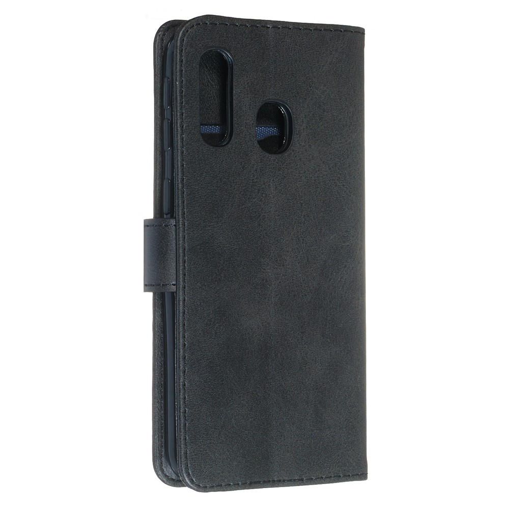 Zipper Pocket Leather Wallet Case for Samsung Galaxy A40 - Black-8