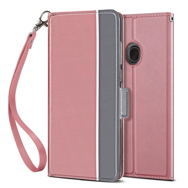 BaiYu Series Stylish Leather Dual Card Slots Phone Case with Stand Covering for Samsung Galaxy A20e - Rose Gold-2