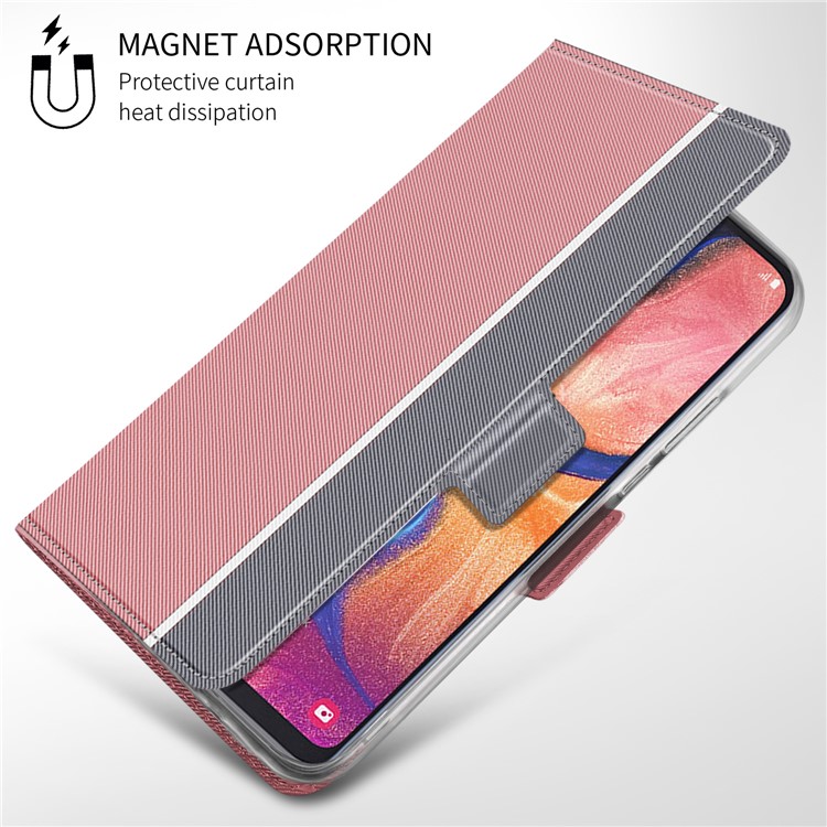 BaiYu Series Stylish Leather Dual Card Slots Phone Case with Stand Covering for Samsung Galaxy A20e - Rose Gold-9
