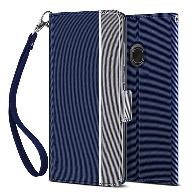 BaiYu Series Stylish Leather Dual Card Slots Phone Case with Stand Covering for Samsung Galaxy A20e - Blue-2