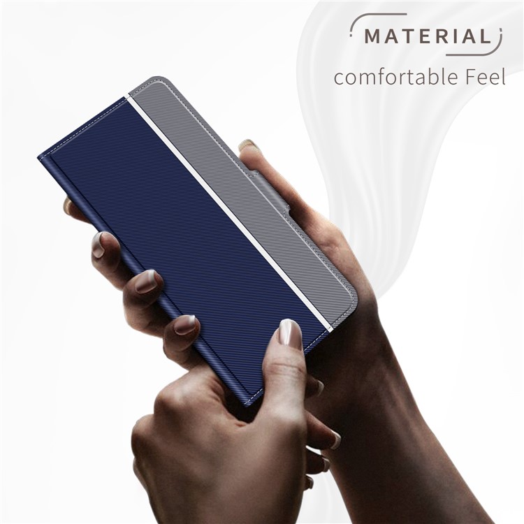 BaiYu Series Stylish Leather Dual Card Slots Phone Case with Stand Covering for Samsung Galaxy A20e - Blue-4