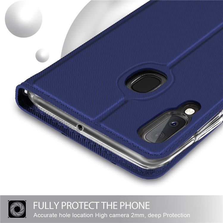 BaiYu Series Stylish Leather Dual Card Slots Phone Case with Stand Covering for Samsung Galaxy A20e - Blue-6
