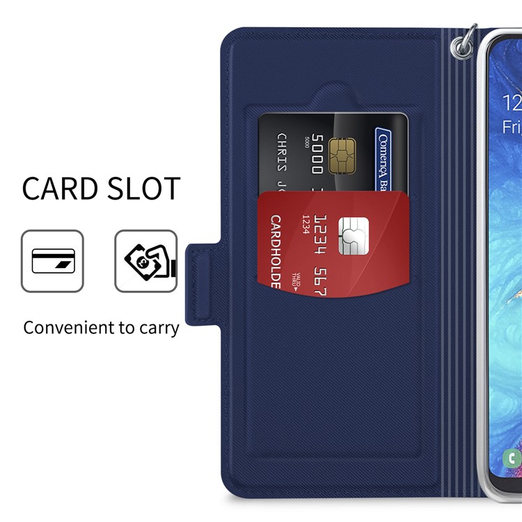 BaiYu Series Stylish Leather Dual Card Slots Phone Case with Stand Covering for Samsung Galaxy A20e - Blue-8