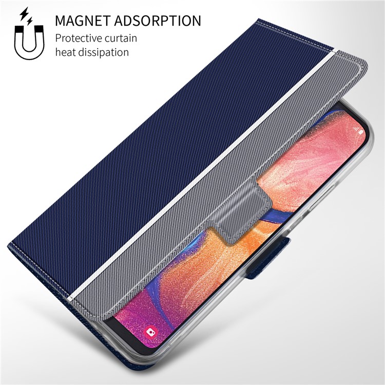BaiYu Series Stylish Leather Dual Card Slots Phone Case with Stand Covering for Samsung Galaxy A20e - Blue-9