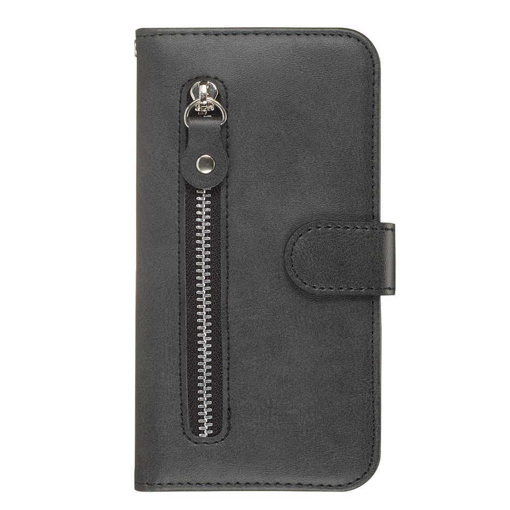 Zipper Pocket Wallet Stand Flip Leather Phone Cover for Samsung Galaxy A80/A90 - Black-3