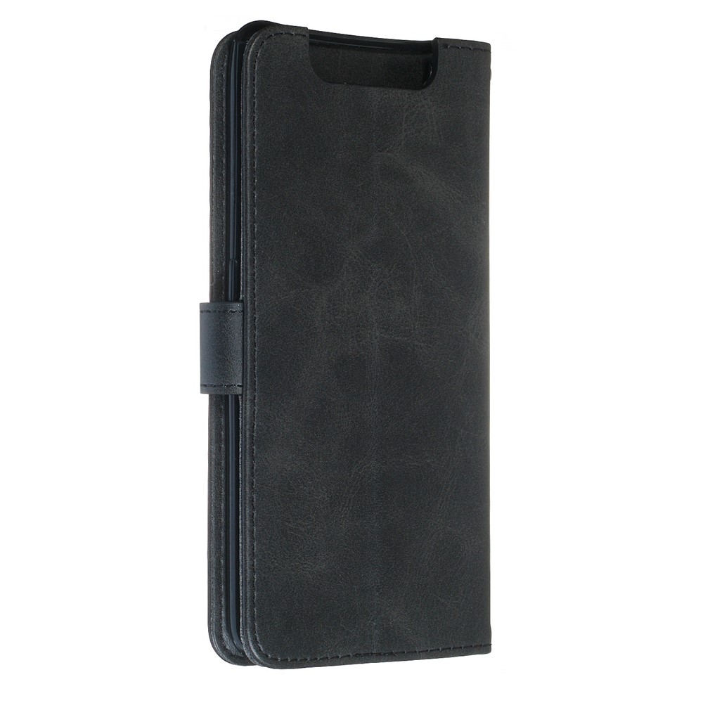 Zipper Pocket Wallet Stand Flip Leather Phone Cover for Samsung Galaxy A80/A90 - Black-8