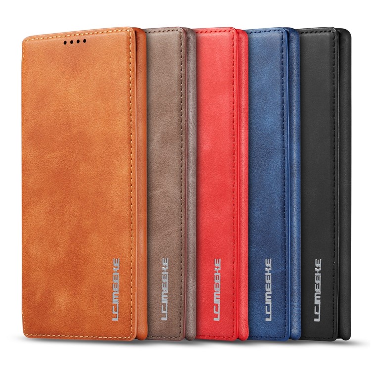 LC.IMEEKE Retro Style Card Slot Leather Case for Samsung Galaxy Note 10 - Black-9