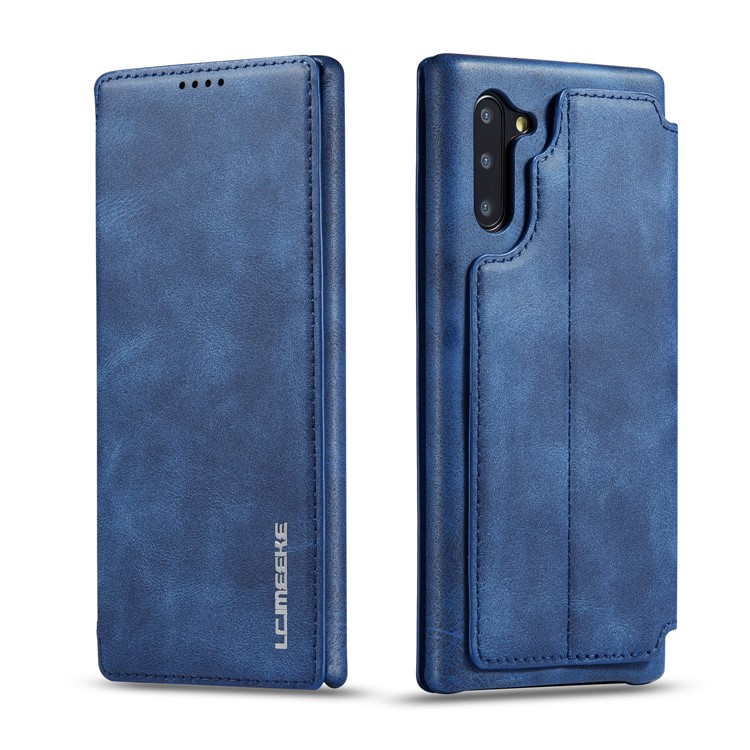 LC.IMEEKE Retro Style Card Slot Leather Case for Samsung Galaxy Note 10/Note 10 5G - Blue-1