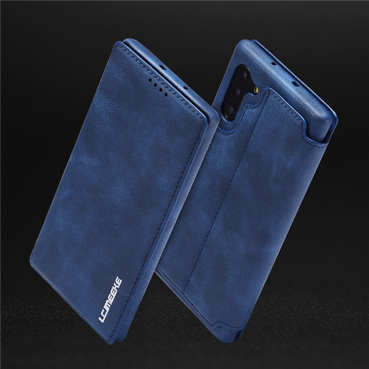 LC.IMEEKE Retro Style Card Slot Leather Case for Samsung Galaxy Note 10/Note 10 5G - Blue-8