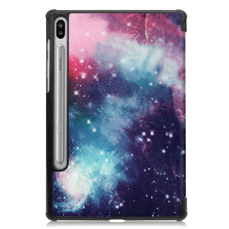 Pattern Printing Tri-fold Stand Leather Tablet Case for Samsung Galaxy Tab S6 - Cosmic Space-9