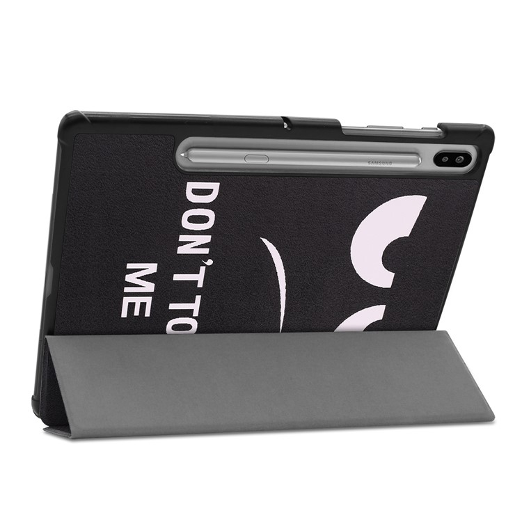 Musterdruck Dreifach Gefaltete Stand Leder Tablet-Tasche Für Samsung Galaxy Tab S6 - Fass Mich Nicht An-6