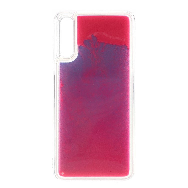 For Samsung Galaxy A70 Luminous Dynamic Quicksand Hybrid Protective Case Phone Cover - Purple/Red-1