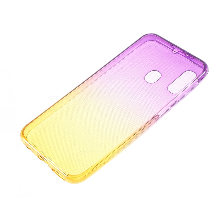 Gradient Color Touchable Front + Back 2-Piece TPU Flexible Shell for Samsung Galaxy A20e - Purple/Yellow-2