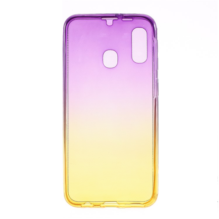 Gradient Color Touchable Front + Back 2-Piece TPU Flexible Shell for Samsung Galaxy A20e - Purple/Yellow-3