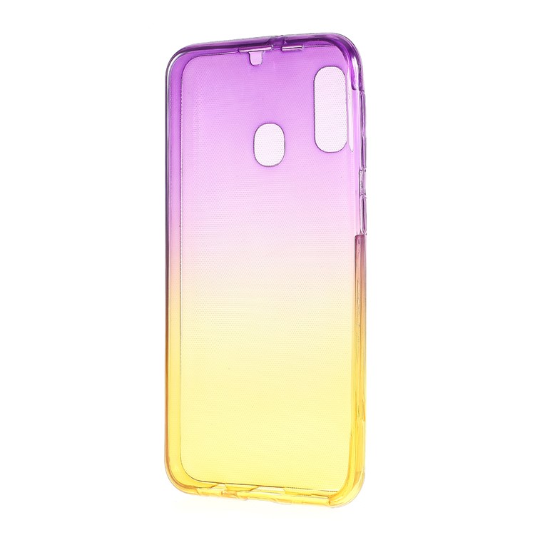 Gradient Color Touchable Front + Back 2-Piece TPU Flexible Shell for Samsung Galaxy A20e - Purple/Yellow-4