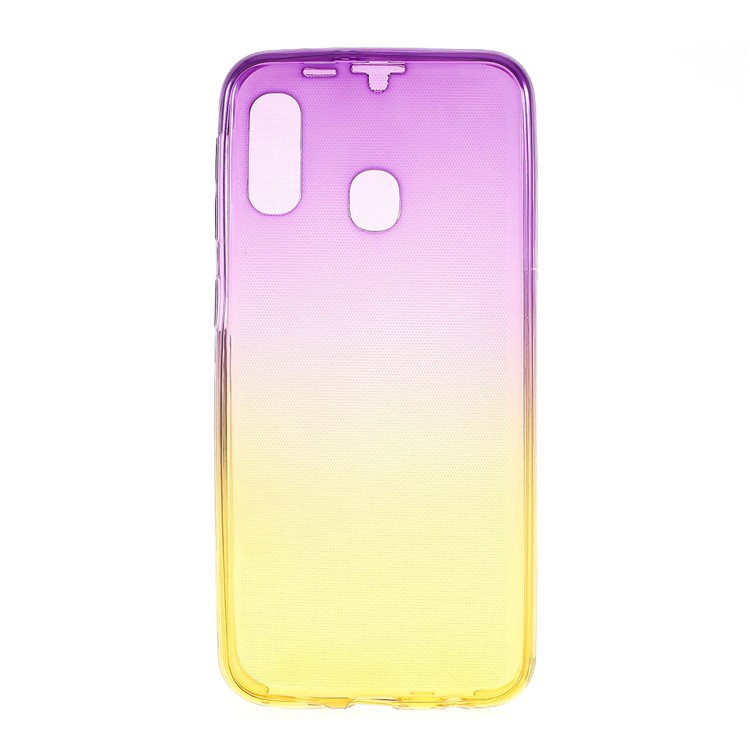 Gradient Color Touchable Front + Back 2-Piece TPU Flexible Shell for Samsung Galaxy A20e - Purple/Yellow-5