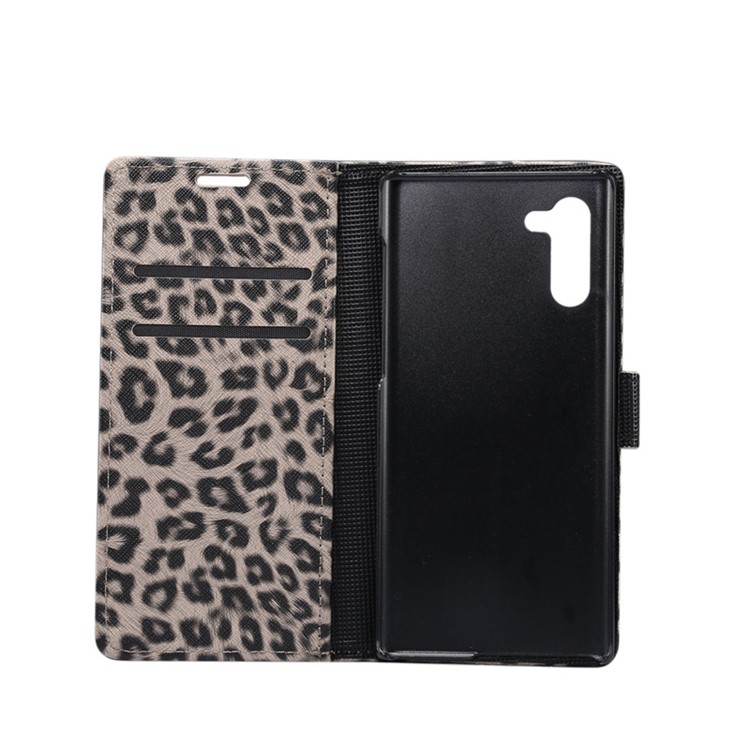 Leopard Skin Wallet Leather Phone Cover Case for Samsung Galaxy Note 10 - Brown-4