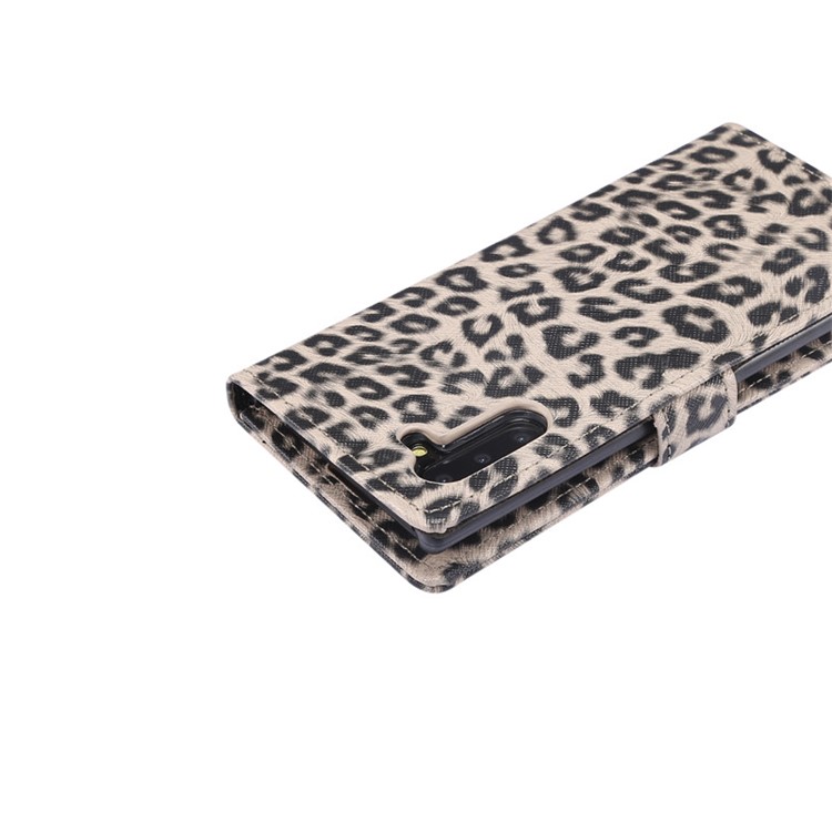 Leopard Skin Wallet Leather Phone Cover Case for Samsung Galaxy Note 10 - Brown-7