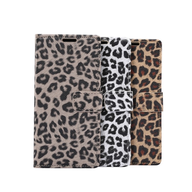 Leopard Skin Wallet Leather Phone Cover Case for Samsung Galaxy Note 10 - Brown-8