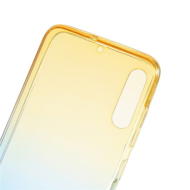 Gradient Color Front + Back 2-Piece TPU Case for Samsung Galaxy A70 - Blue/Yellow-8