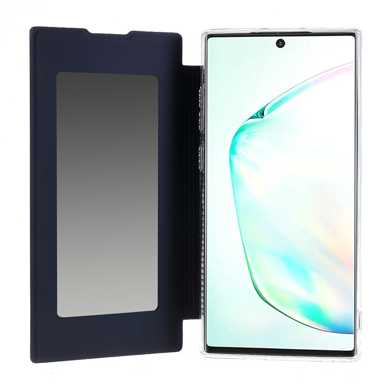 Transparent Plastic Back Case + PU Leather + TPU Hybrid Phone Protective Cover Case for Samsung Galaxy Note 10 Plus / Note 10 Plus 5G - Dark Blue-8