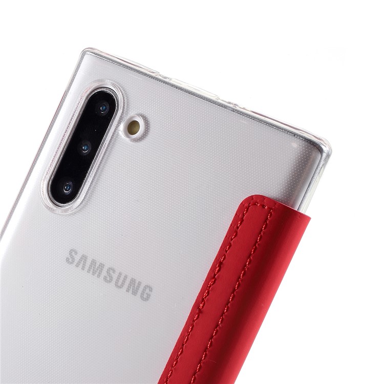 For Samsung Galaxy Note 10 / Note 10 5G Leather with Mirror Cell Covering  - Red-6