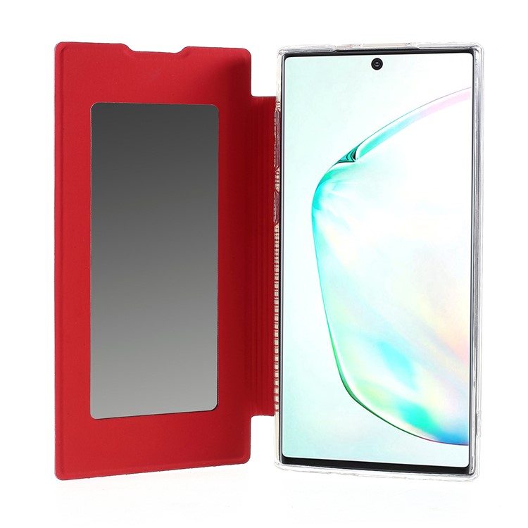 For Samsung Galaxy Note 10 / Note 10 5G Leather with Mirror Cell Covering - Red-9