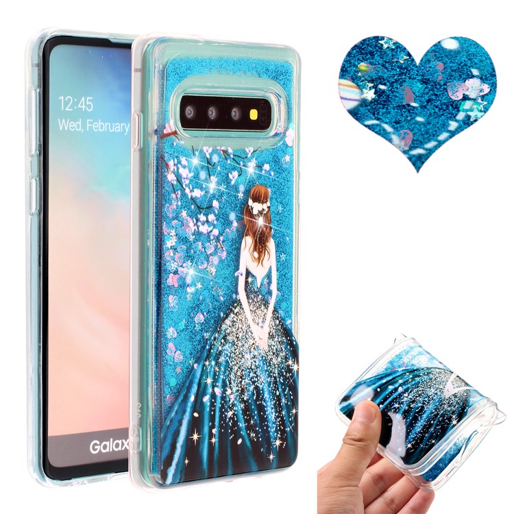 Embossed Glitter Powder Quicksand TPU Cell Shell for Samsung Galaxy S10 Plus - Girl-1