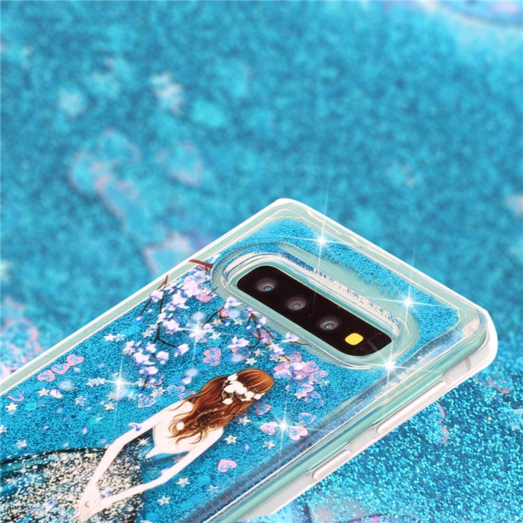 Embossed Glitter Powder Quicksand TPU Cell Shell for Samsung Galaxy S10 Plus - Girl-2